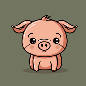 可爱小猪矢量卡通画儿童插画
