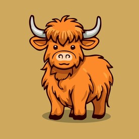 可爱小牛矢量卡通画儿童插画