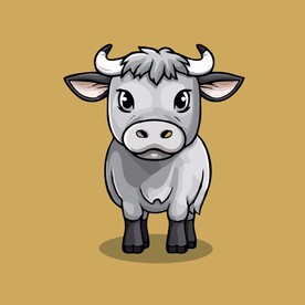 可爱小牛矢量卡通画儿童插画