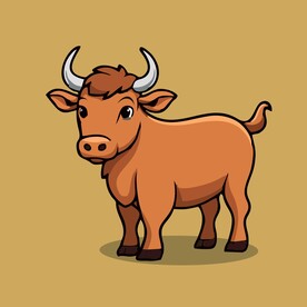 可爱小牛矢量卡通画儿童插画