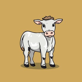 可爱小牛矢量卡通画儿童插画