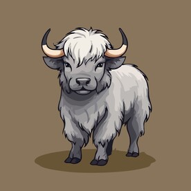 可爱牦牛矢量卡通画儿童插画