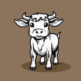 可爱小牛矢量卡通画儿童插画