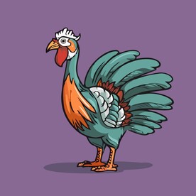 可爱野鸡矢量卡通画儿童插画