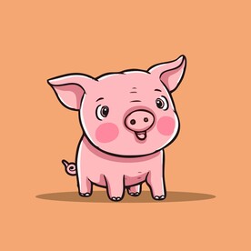 可爱小猪矢量卡通画儿童插画