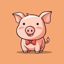 可爱小猪矢量卡通画儿童插画