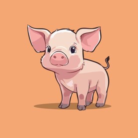 可爱小猪矢量卡通画儿童插画