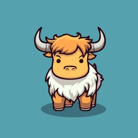 可爱公牛矢量卡通画儿童插画