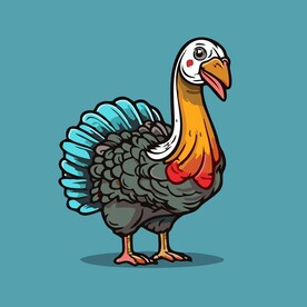 可爱火鸡矢量卡通画儿童插画