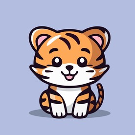可爱老虎矢量卡通画儿童插画图片