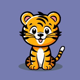 可爱老虎矢量卡通画儿童插画图片