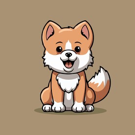 可爱秋田犬卡通画儿童插画图片