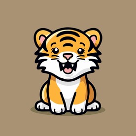可爱老虎矢量卡通画儿童插画图片