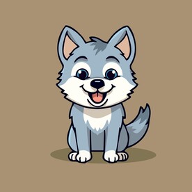 可爱小狼矢量卡通画儿童插画图片