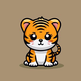可爱老虎矢量卡通画儿童插画图片