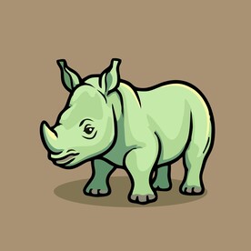 可爱犀牛矢量卡通画儿童插画