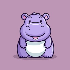 可爱河马矢量卡通画儿童插画图片