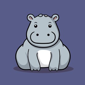 可爱河马矢量卡通画儿童插画图片