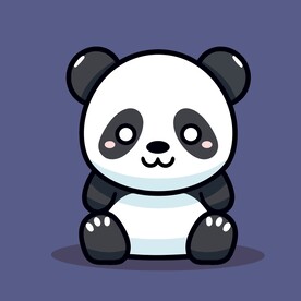 可爱熊猫矢量卡通画儿童插画图片