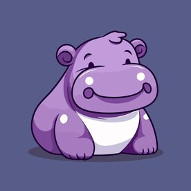 可爱河马矢量卡通画儿童插画图片