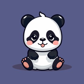 可爱熊猫矢量卡通画儿童插画图片