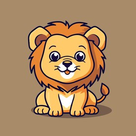 可爱狮子矢量卡通画儿童插画图片