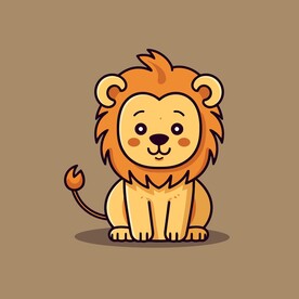 可爱狮子矢量卡通画儿童插画图片