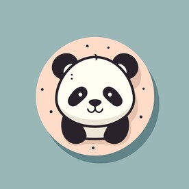 可爱熊猫矢量卡通画儿童插画图片