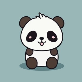可爱熊猫矢量卡通画儿童插画图片