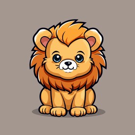 可爱狮子矢量卡通画儿童插画图片