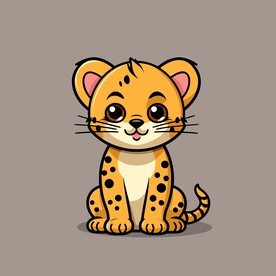 可爱豹子矢量卡通画儿童插画图片