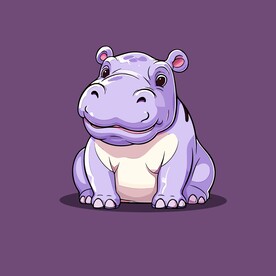 可爱河马矢量卡通画儿童插画图片