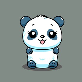 可爱熊猫矢量卡通画儿童插画图片