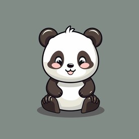 可爱熊猫矢量卡通画儿童插画图片