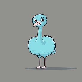 可爱鸵鸟矢量卡通画儿童插画