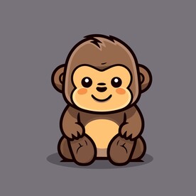 可爱大猩猩矢量卡通画儿童插画