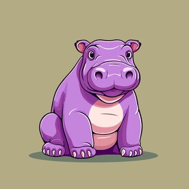 可爱河马矢量卡通画儿童插画