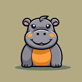 可爱河马矢量卡通画儿童插画