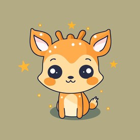 可爱小鹿矢量卡通画儿童插画