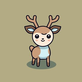 可爱小鹿矢量卡通画儿童插画