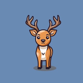 可爱小鹿矢量卡通画儿童插画