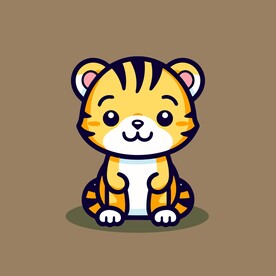 可爱老虎矢量卡通画儿童插画