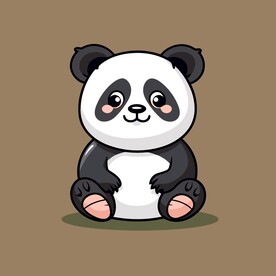 可爱熊猫矢量卡通画儿童插画