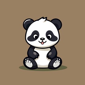 可爱熊猫矢量卡通画儿童插画