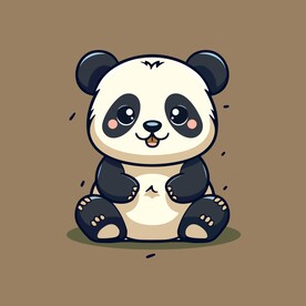 可爱熊猫矢量卡通画儿童插画