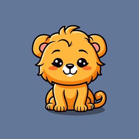 可爱小狮子矢量卡通画儿童插画