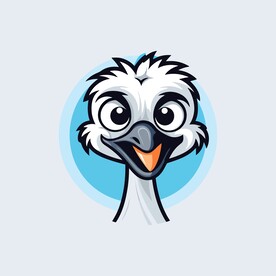 可爱鸵鸟矢量卡通画儿童插画