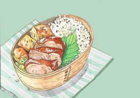 手绘烧鸭豆腐饭