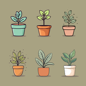 多彩花卉植物卡通绘画儿童插画