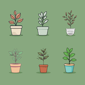 多彩花卉植物卡通绘画儿童插画